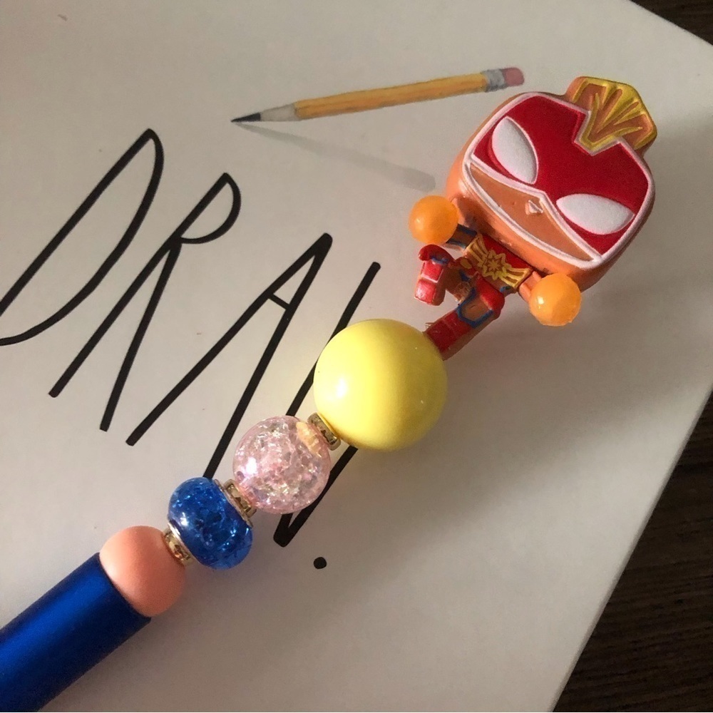 Marvel Gingerbread man handmade beaded pen: Ms. Marvel